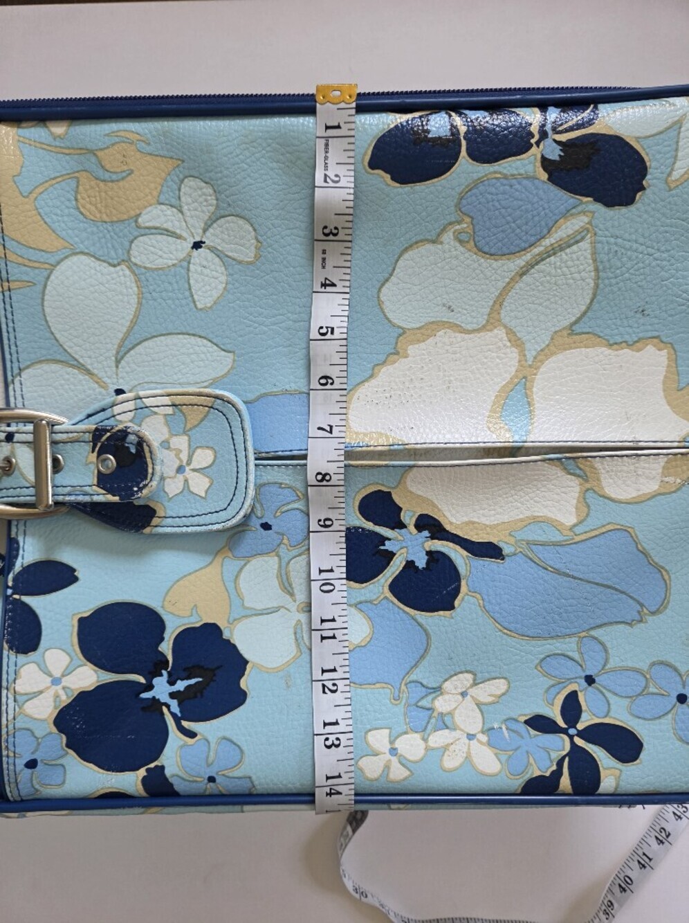 Roxy Vintage blue tropical floral wheeled rolling suitcase Y2K 2000s travel - Picture 14 of 15